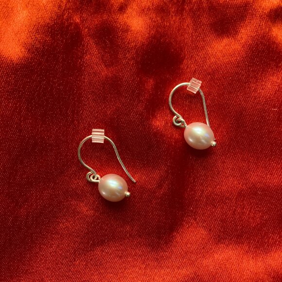 Me & Ro Sterling Silver Pink Freshwater Pearl Drop Earrings - Picture 2 of 4